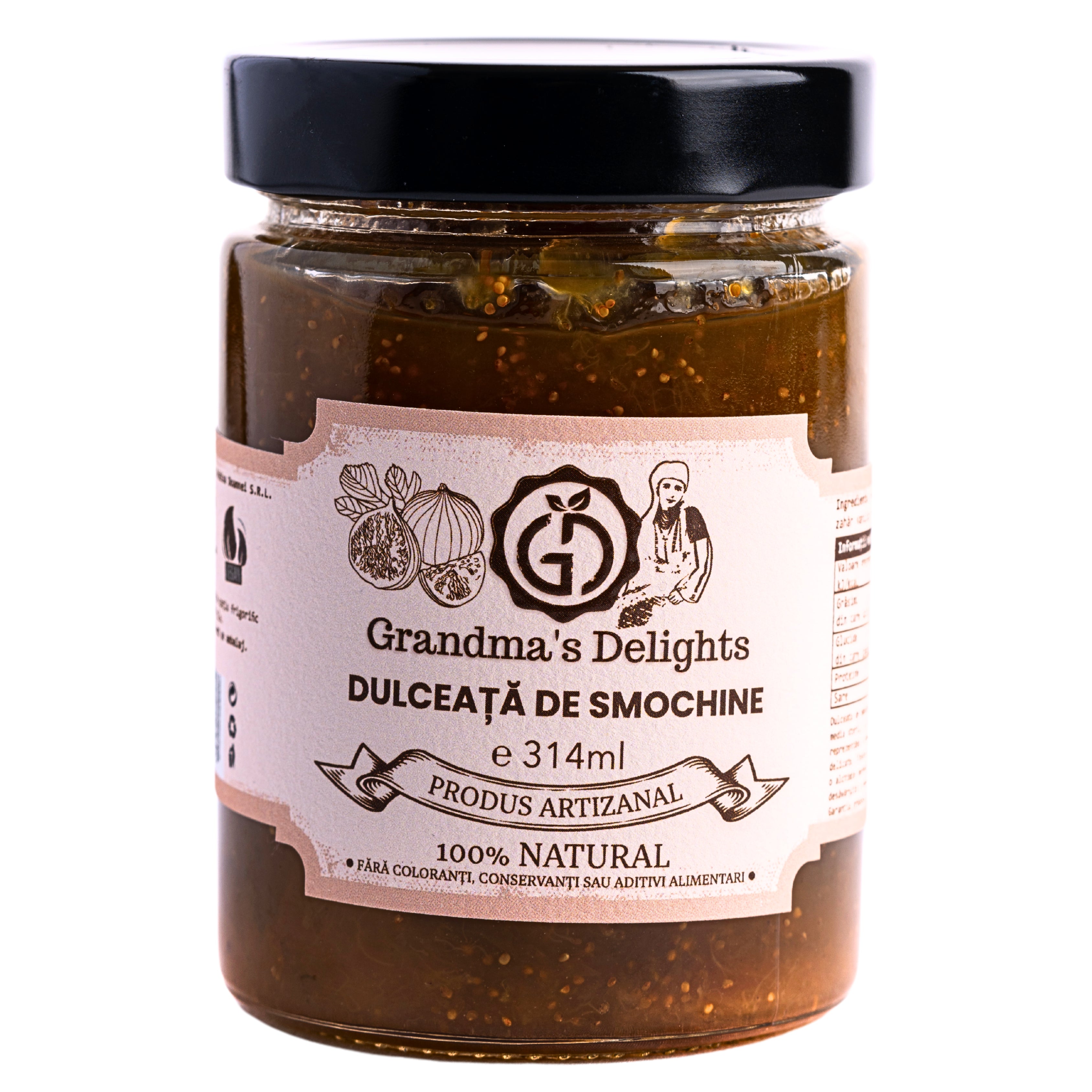 Dulceață de Smochine Verzi Grandma's Delights, 100% Naturală, Fără Conservanți, Aromă Autentică din Smochine Coapte 314ml